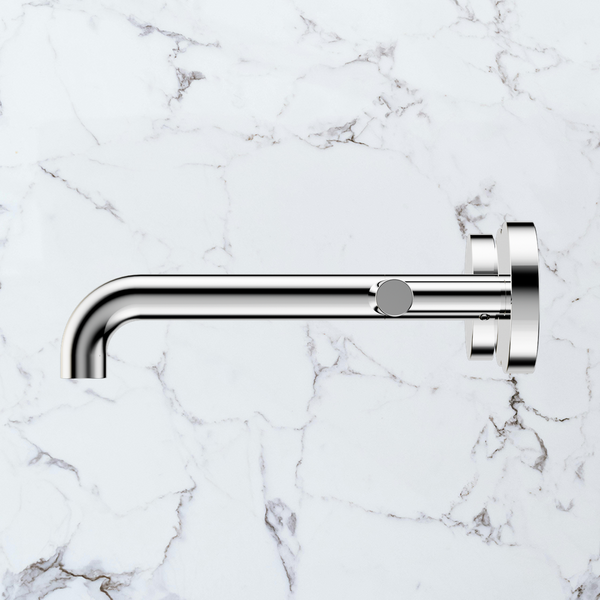 Nero Mecca Lever Wall Basin/Bath Set 185mm Spout (Complete Kit) Chrome