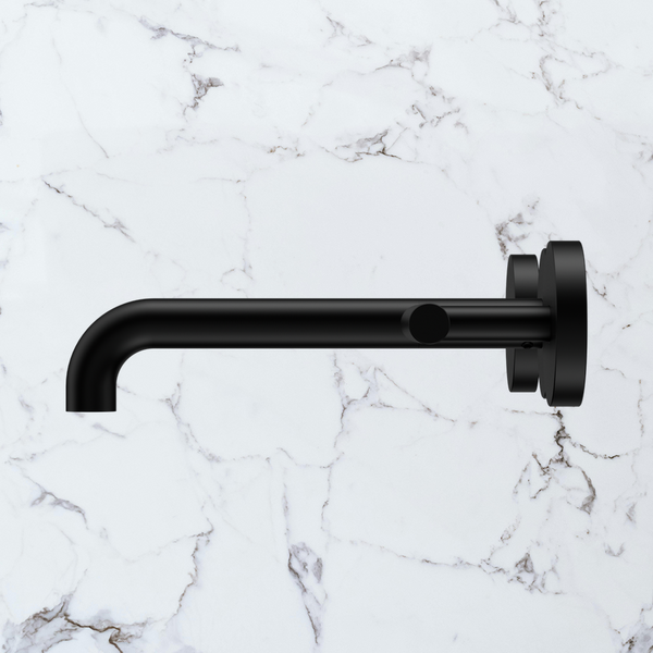 Nero Mecca Lever Wall Basin/Bath Set 185mm Spout (Complete Kit) Matte Black