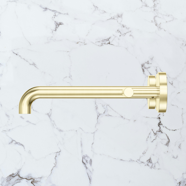 Nero Mecca Lever Wall Basin/Bath Set 220mm Spout (Complete Kit) Brushed Gold