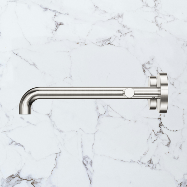 Nero Mecca Lever Wall Basin/Bath Set 220mm Spout (Complete Kit) Brushed Nickel