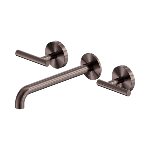 Nero Mecca Lever Wall Basin/Bath Set 220mm Spout (Complete Kit) Brushed Bronze