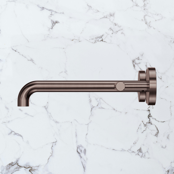 Nero Mecca Lever Wall Basin/Bath Set 220mm Spout (Complete Kit) Brushed Bronze