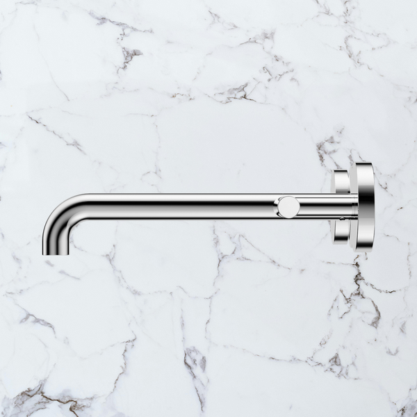 Nero Mecca Lever Wall Basin/Bath Set 220mm Spout (Complete Kit) Chrome