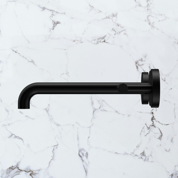 Nero Mecca Lever Wall Basin/Bath Set 220mm Spout (Complete Kit) Matte Black
