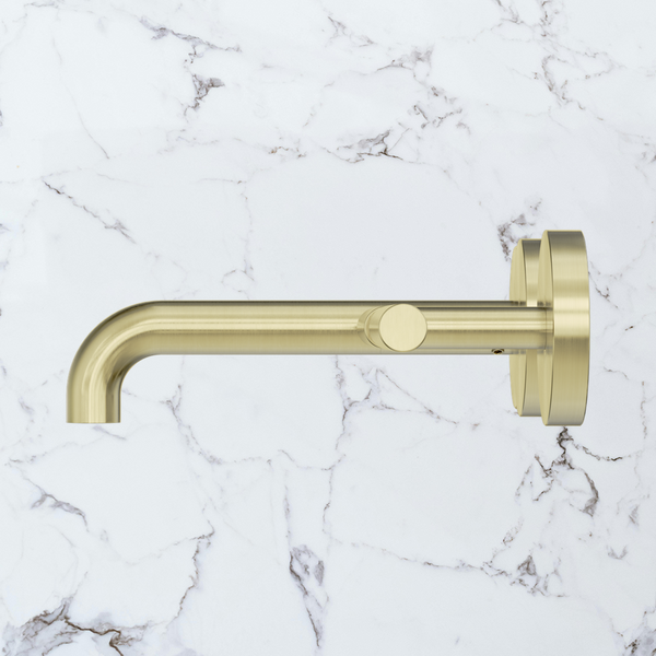 Nero Mecca Lever Wall Basin/Bath Set 160mm Offset Spout (Complete Kit) Brushed Gold