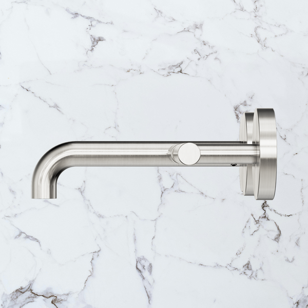 Nero Mecca Lever Wall Basin/Bath Set 160mm Offset Spout (Complete Kit) Brushed Nickel
