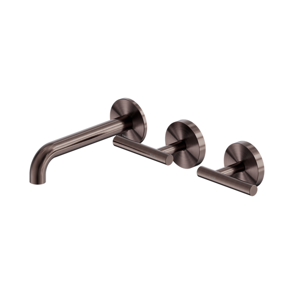 Nero Mecca Lever Wall Basin/Bath Set 160mm Offset Spout (Complete Kit) Brushed Bronze