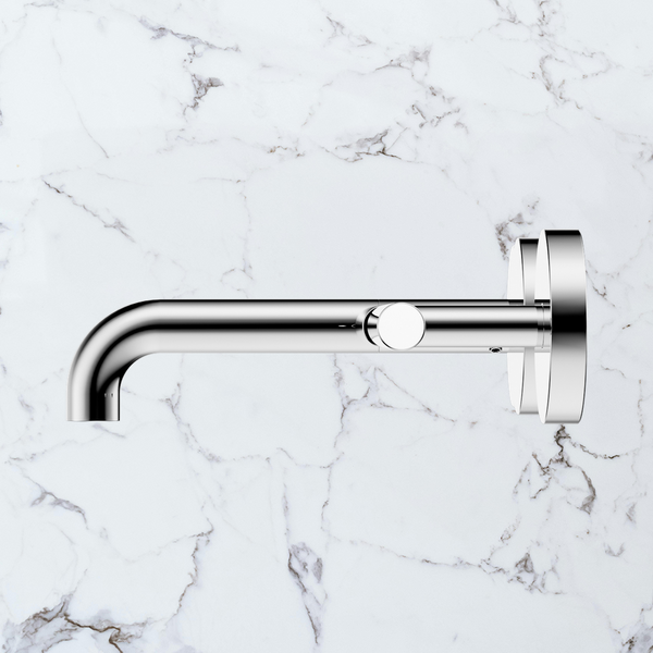 Nero Mecca Lever Wall Basin/Bath Set 160mm Offset Spout (Complete Kit) Chrome