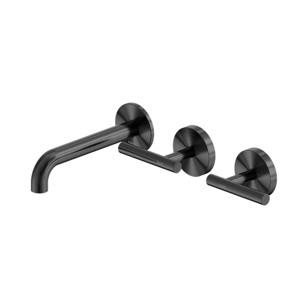 Nero Mecca Lever Wall Basin/Bath Set 160mm Offset Spout (Complete Kit) Gunmetal