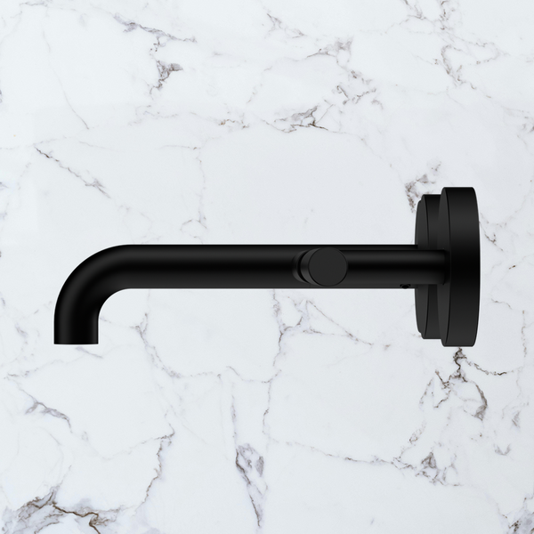 Nero Mecca Lever Wall Basin/Bath Set 160mm Offset Spout (Complete Kit) Matte Black