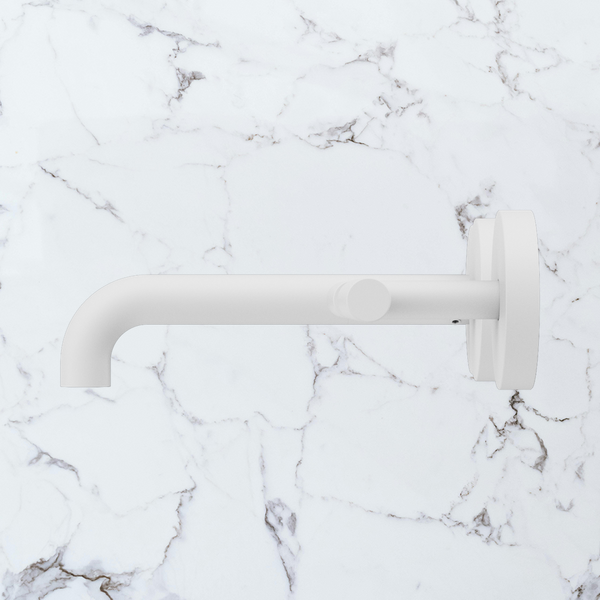 Nero Mecca Lever Wall Basin/Bath Set 160mm Offset Spout (Complete Kit) Matte White