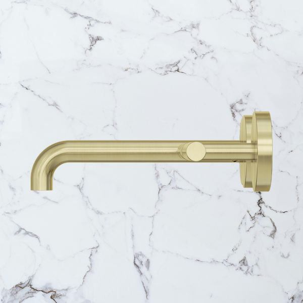Nero Mecca Lever Wall Basin/Bath Set 185mm Offset Spout (Complete Kit) Brushed Gold