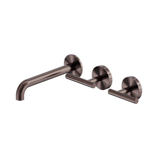 Nero Mecca Lever Wall Basin/Bath Set 185mm Offset Spout (Complete Kit) Brushed Bronze