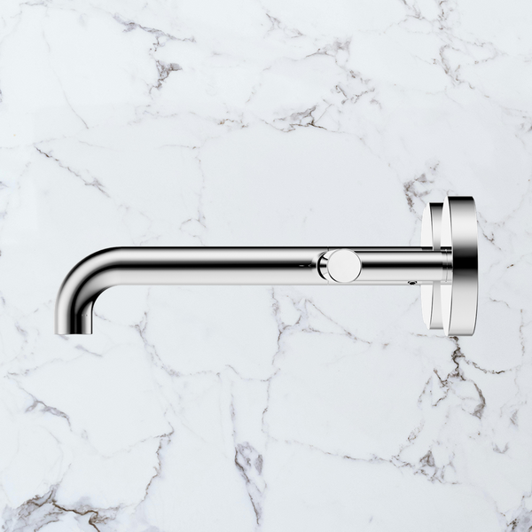 Nero Mecca Lever Wall Basin/Bath Set 185mm Offset Spout (Complete Kit) Chrome