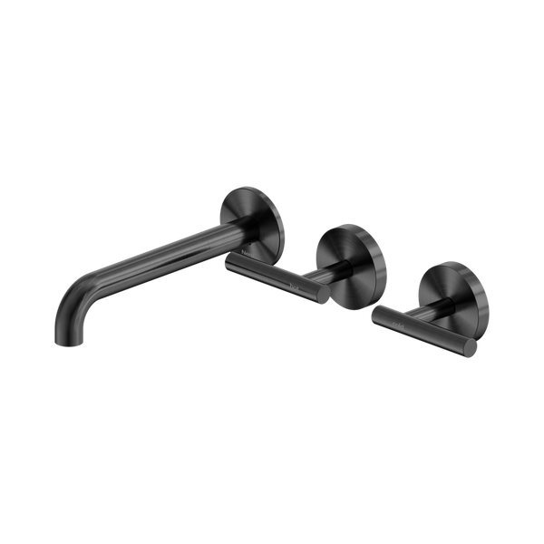Nero Mecca Lever Wall Basin/Bath Set 185mm Offset Spout (Complete Kit) Gunmetal
