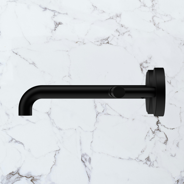 Nero Mecca Lever Wall Basin/Bath Set 185mm Offset Spout (Complete Kit) Matte Black