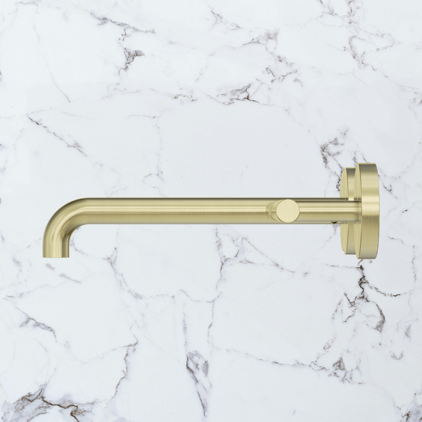 Nero Mecca Lever Wall Basin/Bath Set 220mm Offset Spout (Complete Kit) Brushed Gold
