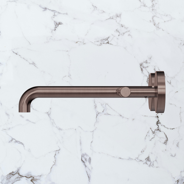 Nero Mecca Lever Wall Basin/Bath Set 220mm Offset Spout (Complete Kit) Brushed Bronze