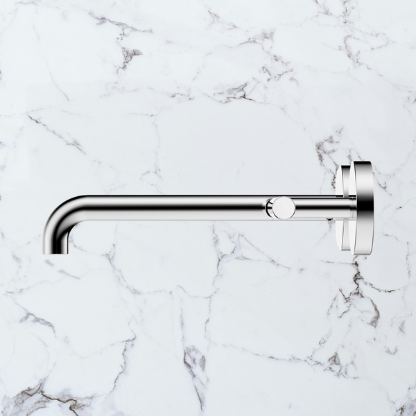 Nero Mecca Lever Wall Basin/Bath Set 220mm Offset Spout (Complete Kit) Chrome