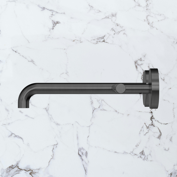 Nero Mecca Lever Wall Basin/Bath Set 220mm Offset Spout (Complete Kit) Gunmetal