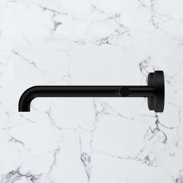Nero Mecca Lever Wall Basin/Bath Set 220mm Offset Spout (Complete Kit) Matte Black