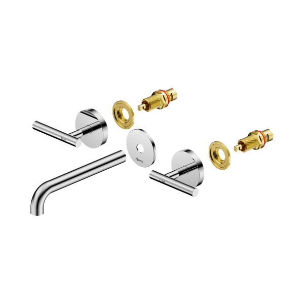 Nero Mecca Lever Wall Basin/Bath Set 185mm Spout (Trim Kit Only) Chrome