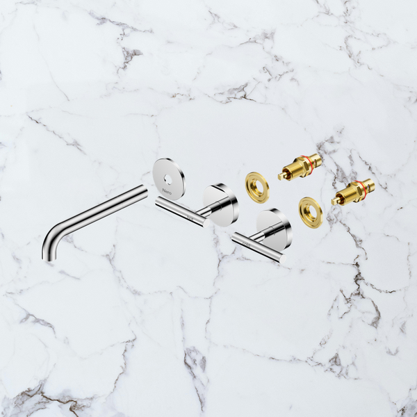Nero Mecca Lever Wall Basin/Bath Set 185mm Spout (Trim Kit Only) Chrome