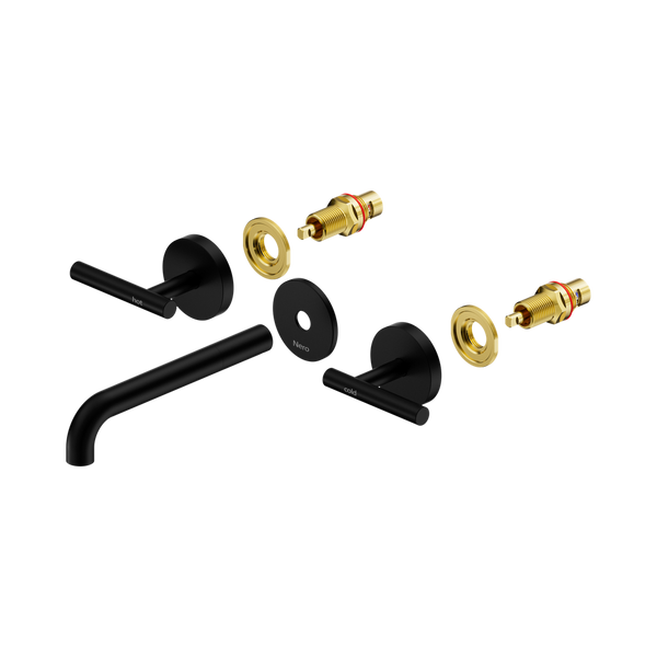 Nero Mecca Lever Wall Basin/Bath Set 185mm Spout (Trim Kit Only) Matte Black