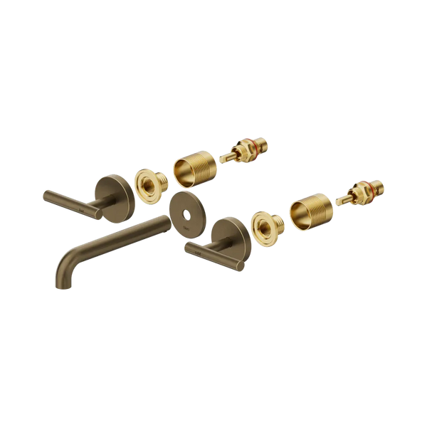 Nero Mecca Lever Wall Basin/Bath Set 185mm Spout (Trim Kit Only) Tumbled Antique Brass
