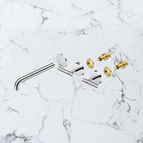 Nero Mecca Lever Wall Basin/Bath Set 220mm Spout (Trim Kit Only) Chrome