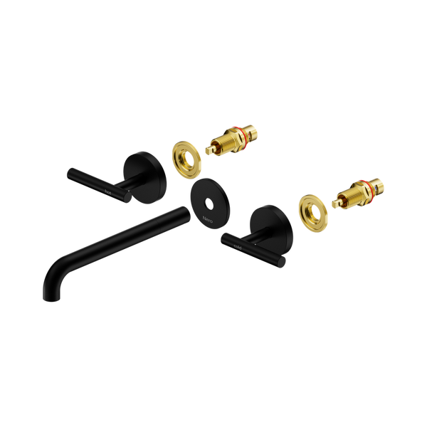 Nero Mecca Lever Wall Basin/Bath Set 220mm Spout (Trim Kit Only) Matte Black