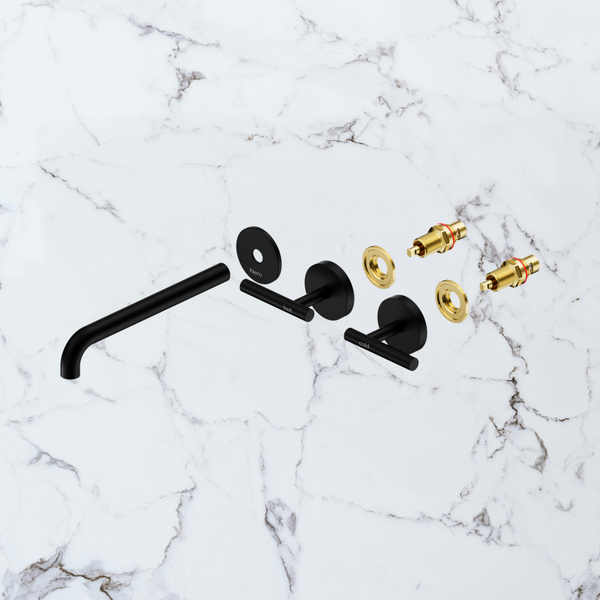 Nero Mecca Lever Wall Basin/Bath Set 220mm Spout (Trim Kit Only) Matte Black