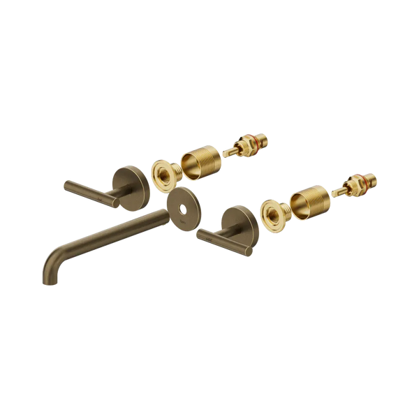 Nero Mecca Lever Wall Basin/Bath Set 220mm Spout (Trim Kit Only) Tumbled Antique Brass