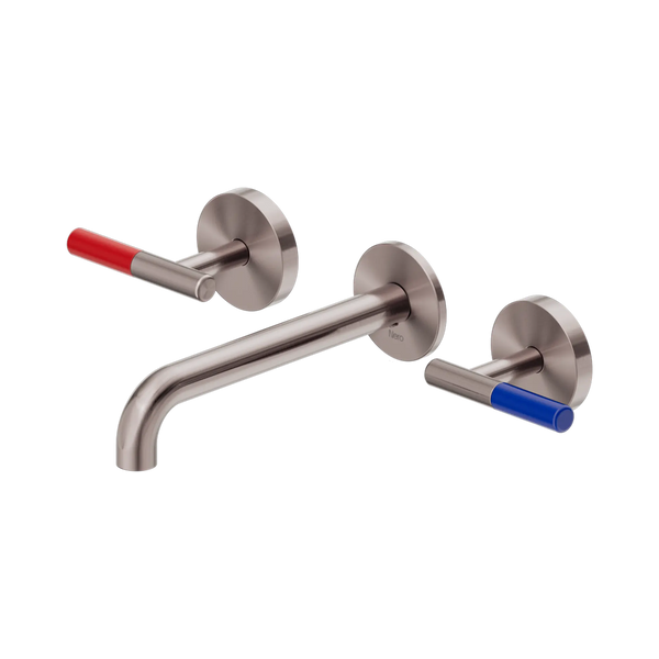 Nero Mecca Care Lever Wall Basin/Bath Set 185mm Spout (Complete Kit) Brushed Bronze