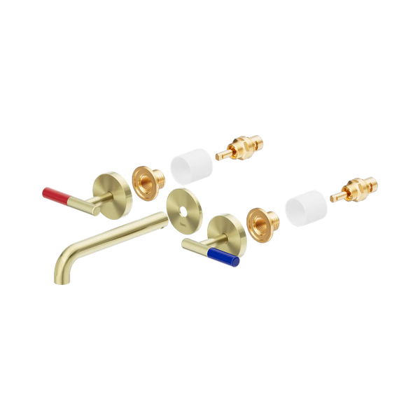 Nero Mecca Care Lever Wall Basin/Bath Set 185mm Spout (Trim Kit Only) Brushed Gold