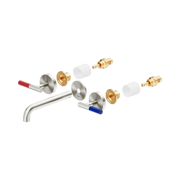 Nero Mecca Care Lever Wall Basin/Bath Set 185mm Spout (Trim Kit Only) Brushed Nickel