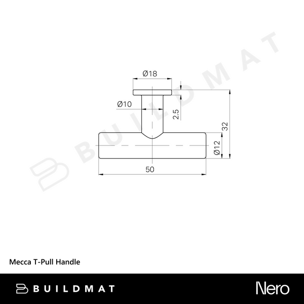 Nero Mecca T-Pull Handle Matte White