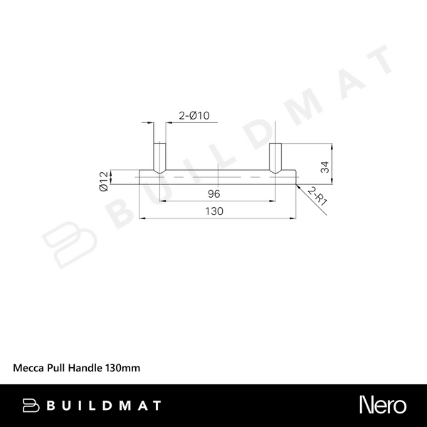 Nero Mecca Pull Handle 130mm Brushed Gold