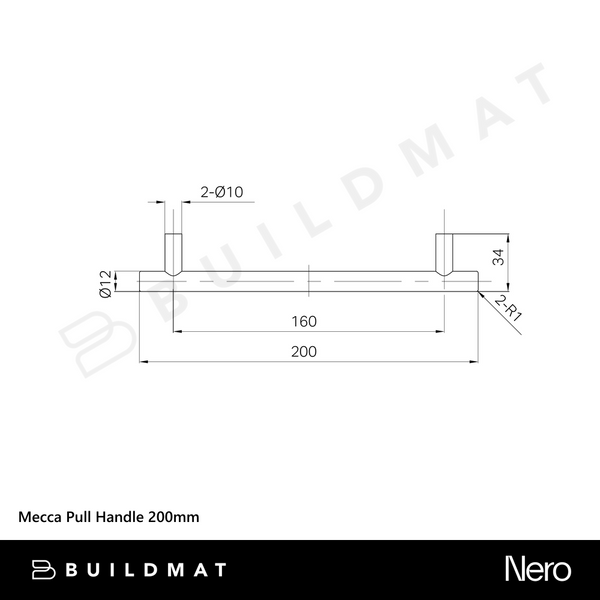 Nero Mecca Pull Handle 200mm Matte White