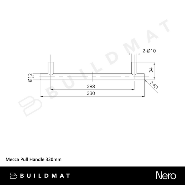 Nero Mecca Pull Handle 330mm Gunmetal