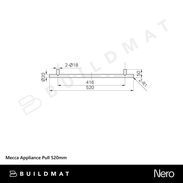 Nero Mecca Appliance Pull 520mm Brushed Gold