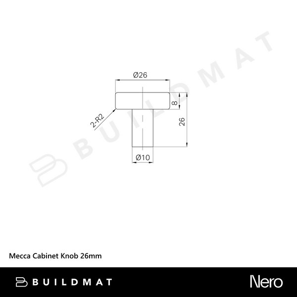 Nero Mecca Cabinet Knob 26mm Brushed Nickel
