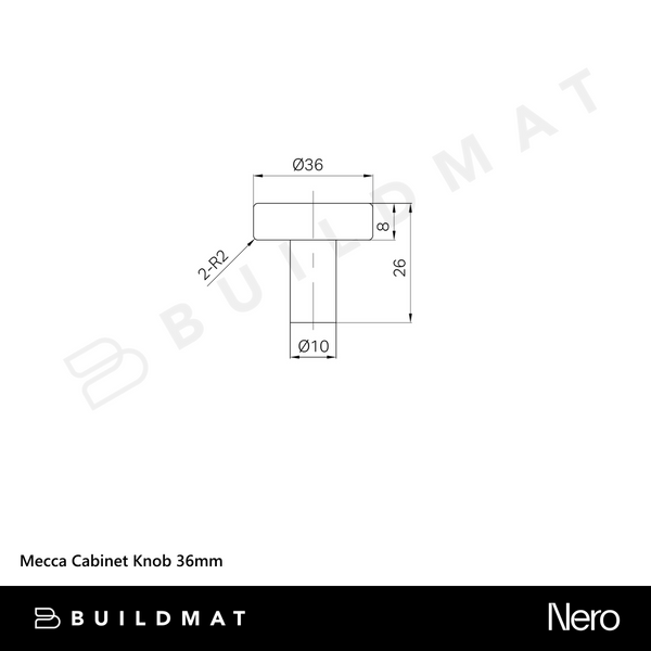 Nero Mecca Cabinet Knob 36mm Brushed Gold