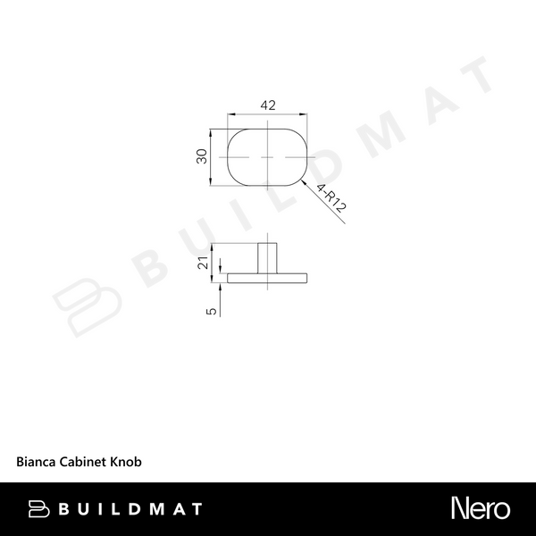 Nero Bianca Cabinet Knob Matte Black