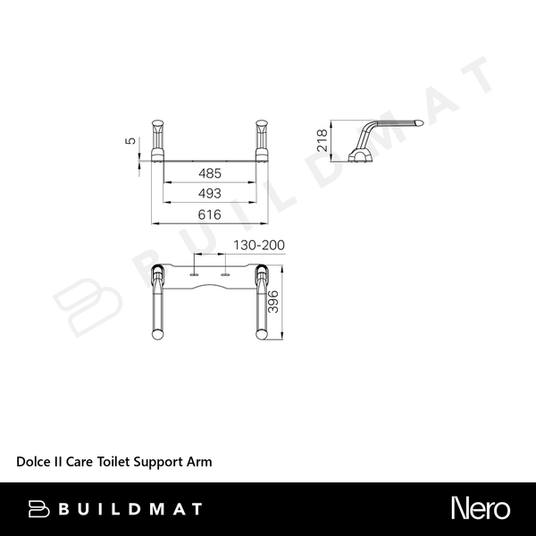 Nero Dolce II Care Toilet Support Arm White
