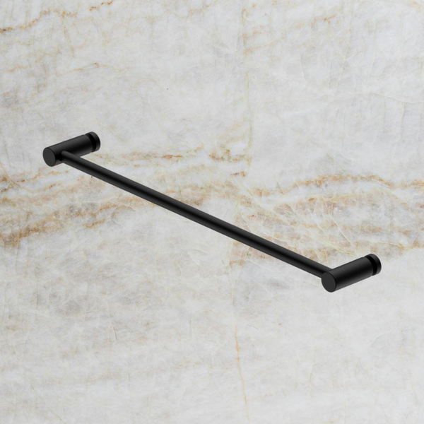 Nero 600mm Glass Mount Single Towel Rail Matte Black