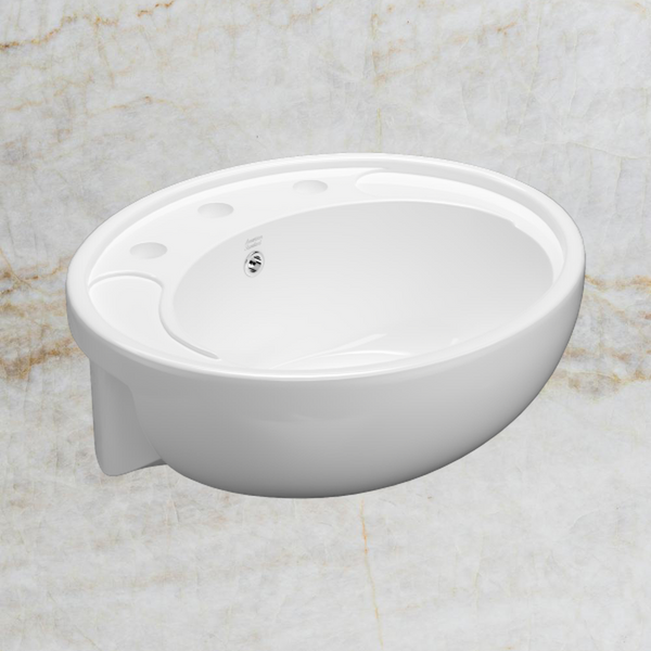 American Standard Studio 500 Semi Recessed Basin 3 Tapholes with Overflow White