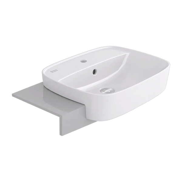 American Standard Signature 550 Semi Recessed Basin 1 Tap Hole with Overflow White