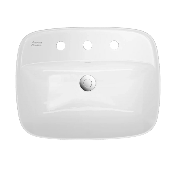 American Standard Signature 550 Semi Recessed Basin 3 Tap Hole with Overflow White