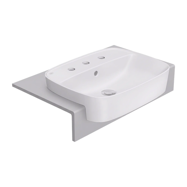 American Standard Signature 550 Semi Recessed Basin 3 Tap Hole with Overflow White